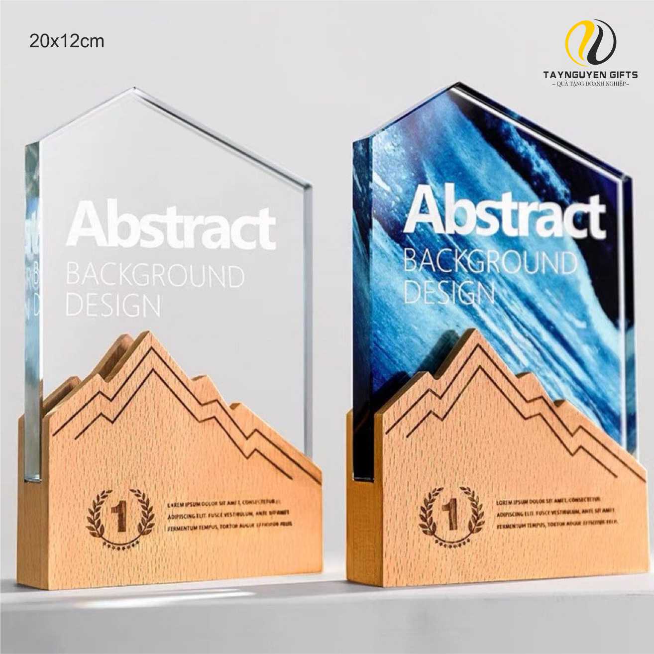 Cúp gỗ pha lê đẹp